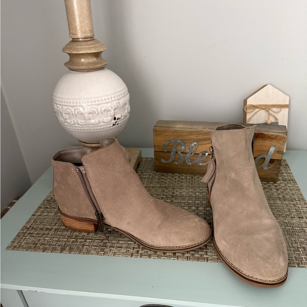 Suede Ankle Boots with Zipper